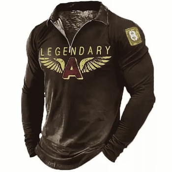 Polo krekls ar stāvošu apkakli, garas piedurknes, rāvējslēdzējs, 3D drukāts raksts, elpojošs poliesteris, plāns piegriezums, rudens sezonai.