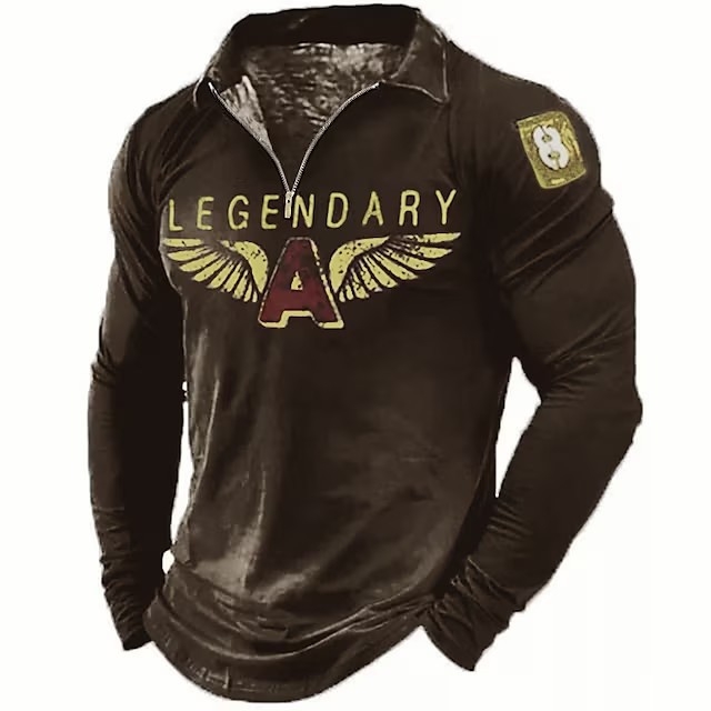 Polo krekls ar stāvošu apkakli, garas piedurknes, rāvējslēdzējs, 3D drukāts raksts, elpojošs poliesteris, plāns piegriezums, rudens sezonai.