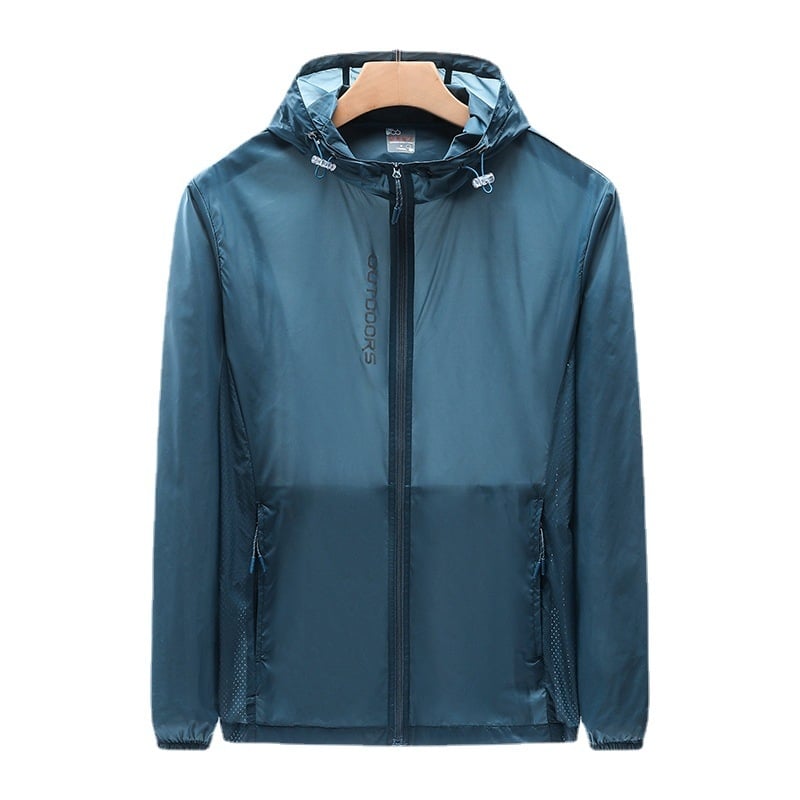 Unisex αδιάβροχο μπουφάν με κουκούλα από νάιλον, αναπνέει, γρήγορο στέγνωμα, SPF 35