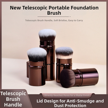 Phantom πτυσσόμενη βούρτσα foundation με μεταλλική λαβή, συνθετικές τρίχες, τσάντα, μονή συσκευασία