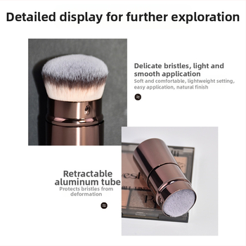 Phantom πτυσσόμενη βούρτσα foundation με μεταλλική λαβή, συνθετικές τρίχες, τσάντα, μονή συσκευασία