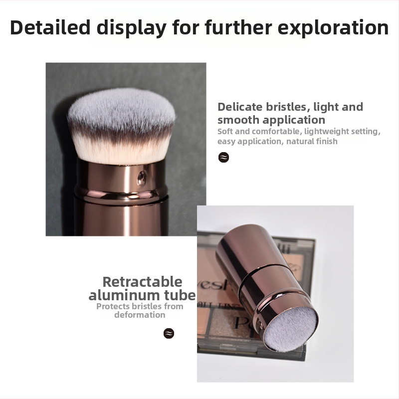 Phantom разтегателна четка за фон дьо тен, метална дръжка, синтетично влакно, чанта, еднократна опаковка