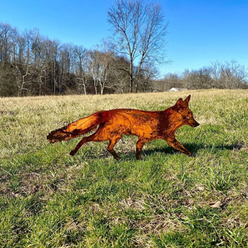 Μεταλλικό εξωτερικό διακοσμητικό με αλεπού σε σιλουέτα, διακόσμηση κήπου, μοντέρνο μινιμαλιστικό στυλ