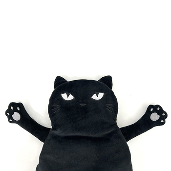 Βελουδίνης γάτουλά-́κούκλα για μικροκύματα με αρώμα λεβαντάς — αποσπώμενο, πλένεται καλύμμα; γέμισμα απο λινάροσπόρο, κεραμικά σφαιρίδια και λεβαντα; θερμαντικό μαξιλάρι για τα χέρια και την κοιλιά