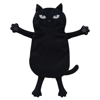 Βελουδίνης γάτουλά-́κούκλα για μικροκύματα με αρώμα λεβαντάς — αποσπώμενο, πλένεται καλύμμα; γέμισμα απο λινάροσπόρο, κεραμικά σφαιρίδια και λεβαντα; θερμαντικό μαξιλάρι για τα χέρια και την κοιλιά