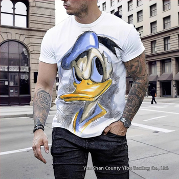 T-shirt με 3D εκτύπωση φιγούρας τίγρης από plush υλικό, στρογγυλή λαιμόκοψη, κοντές μανίκες, φαρδιά γραμμή, πολυεστέρας, καλοκαίρι