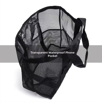 Paplūdimio krepšys su tinklu, daug kišenių, didelė talpa, kvėpuojantis, medžiaga: nailonas + tinklas, kelionėms