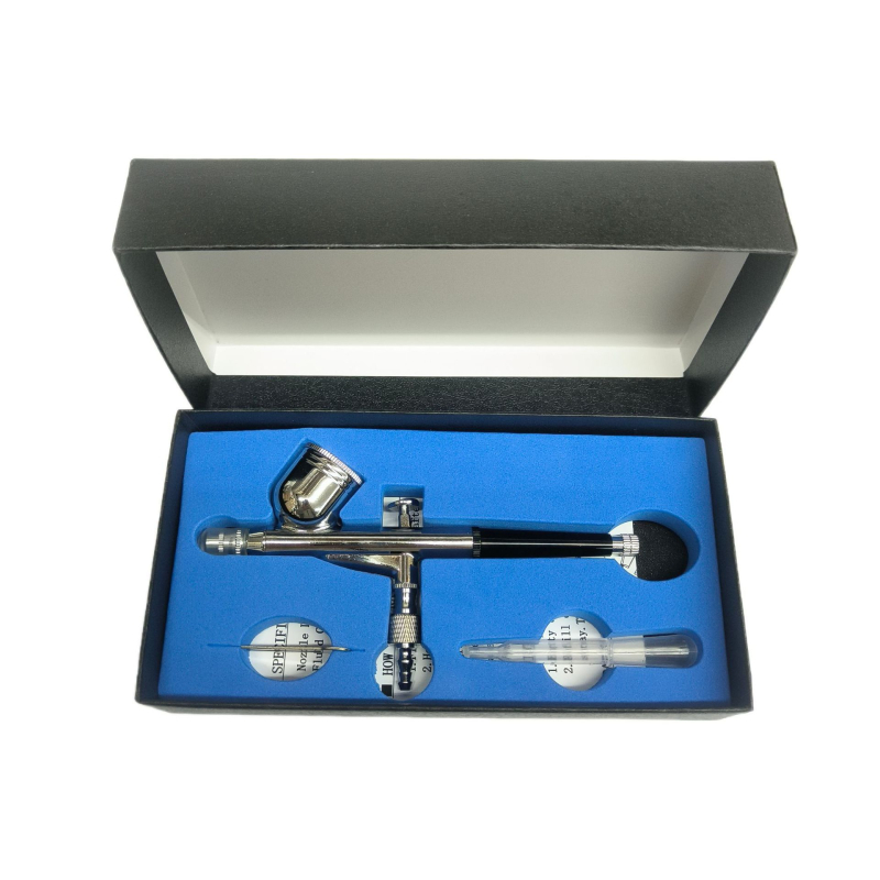 Аерограф за маникюр, меден корпус, професионален спрей-пистолет, максимално налягане 0,8, разстояние на пръскане 50–100, ширина на струята 30, работен диапазон 0,2–0,8