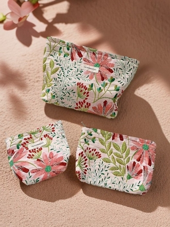 Geantă cosmetică din pânză, model floral — Blings; pentru depozitare; unisex; utilizare zilnică (Pânză • Model floral • Blings • Pentru depozitare • Unisex)