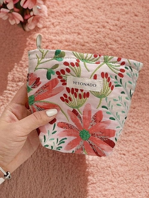 Geantă cosmetică din pânză, model floral — Blings; pentru depozitare; unisex; utilizare zilnică (Pânză • Model floral • Blings • Pentru depozitare • Unisex)