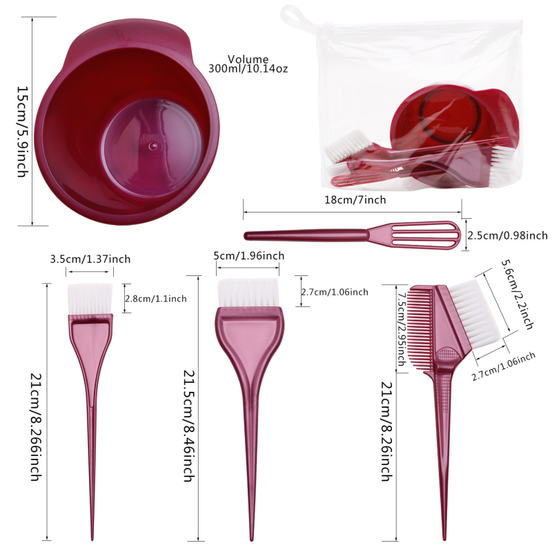 Σετ τριών τεμαχίων βαφής μαλλιών: μπολ βαφής, βούρτσα εφαρμογής λαδιού και σπαστήρας (Προέλευση: Κίνα; Χωρίς εισαγωγή; Καθολική χρήση)