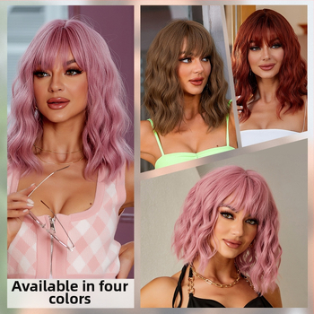 Перука, екзотичен стил, къса къдрава коса, дълги чёлки, модел de278-4, термоустойчива тел, може да се боядисва