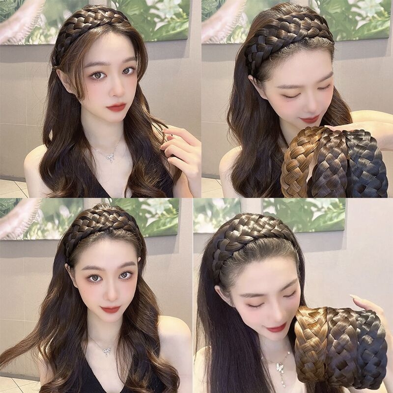 Plaukų juosta su peruku, penkių sruogų pynė, stora pločio žuvies kaulo pynės, aukštis didinimas, dengia pilkus plaukus