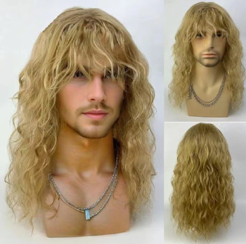 Мъжка перука със въздушни челки, средно дълги къдрици — не е внос, домашна марка, Марка: Other