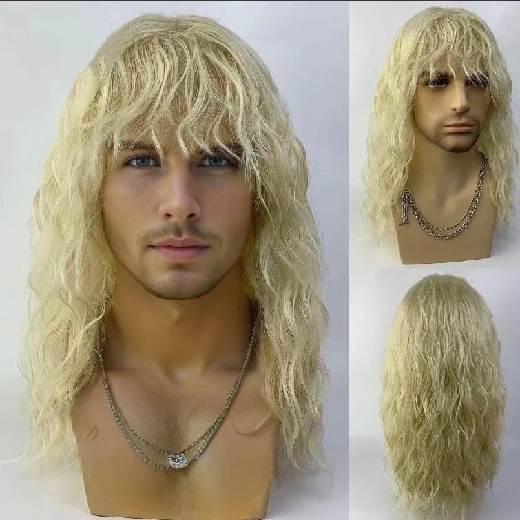 Мъжка перука със въздушни челки, средно дълги къдрици — не е внос, домашна марка, Марка: Other