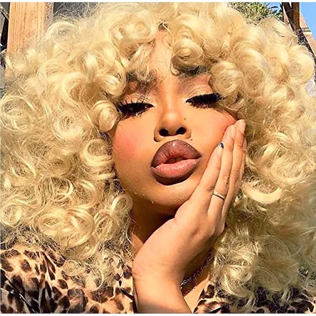 Перука с къса къдрава коса • африкански малки къдрици • модел 0014 • Exotic стил • високотемпературни нишки • може да се боядисва • дълги бретончета