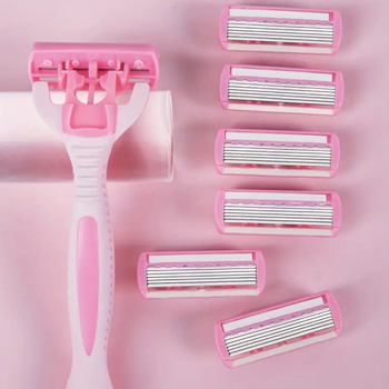 Γυναικεία χειροκίνητη ξυριστική μηχανή με αντιολισθητική λαβή και έξι στρώσεις λεπίδων από ανοξείδωτο ατσάλι