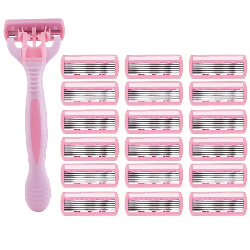 Γυναικεία χειροκίνητη ξυριστική μηχανή με αντιολισθητική λαβή και έξι στρώσεις λεπίδων από ανοξείδωτο ατσάλι