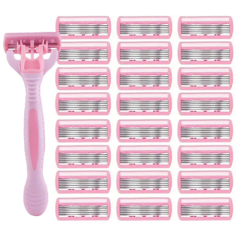 Γυναικεία χειροκίνητη ξυριστική μηχανή με αντιολισθητική λαβή και έξι στρώσεις λεπίδων από ανοξείδωτο ατσάλι