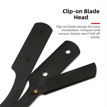 Fanru χειροκίνητο ξυριστικό από ανοξείδωτο ατσάλι, vintage στιλ κουρείου, διπλής όψεως λεπίδα με θήκη λεπίδων