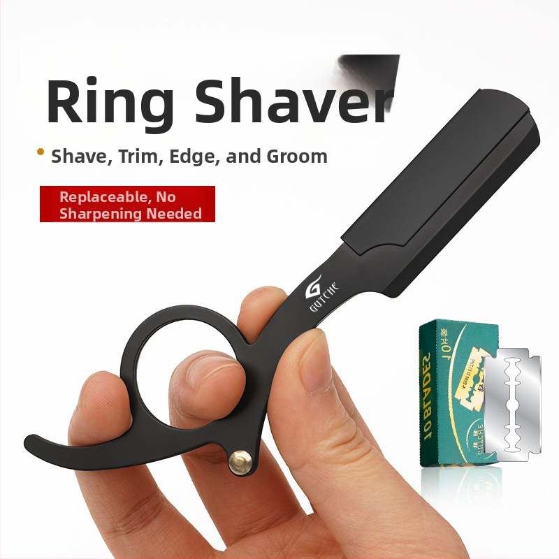 Fanru χειροκίνητο ξυριστικό από ανοξείδωτο ατσάλι, vintage στιλ κουρείου, διπλής όψεως λεπίδα με θήκη λεπίδων