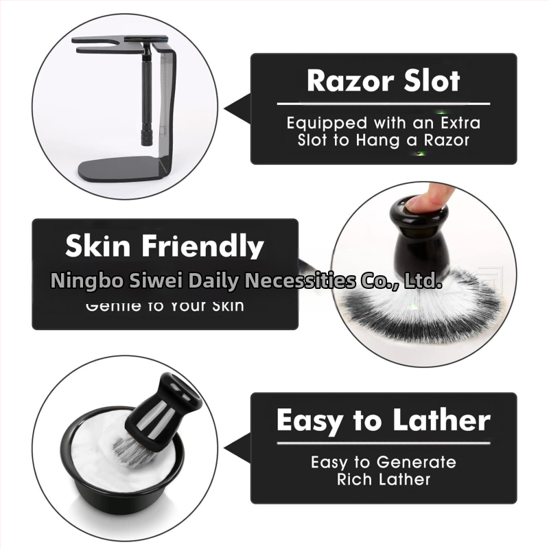 Комплект за бръснене TIANWEI: купа за пяна, четка за бръснене, държач за остриета, сапун/крем за бръснене и набор от остриета; 50 комплекта в кутия