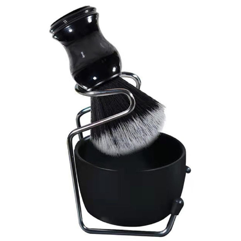 Vyrų skustuvų šepetėlių rinkinys su minkštais šereliais, muilo indelis, putų indelis ir laikiklis — Haorui neelektrinė veido valymo šepetėlis visų tipų odai (2024)