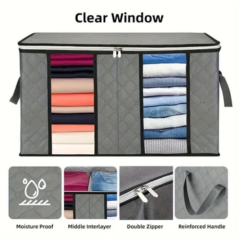 Κύβος αποθήκευσης από μη υφασμένο ύφασμα με παράθυρο και λαβή, διπλούμενο, πολυλειτουργικό για αποθήκευση υπνοδωματίου