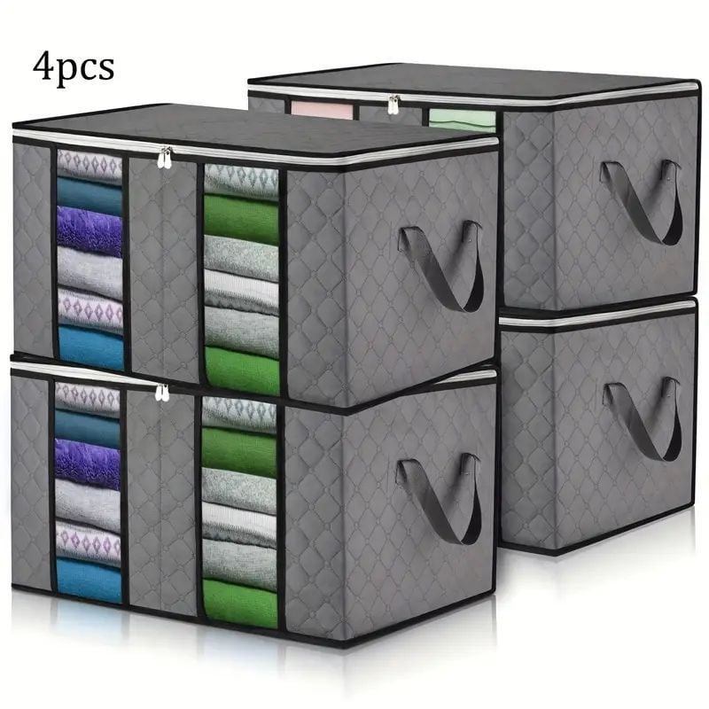 Кубична кутия за съхранение от нетъкан текстил с прозорец и дръжка, сгъваема, многофункционална за спалня