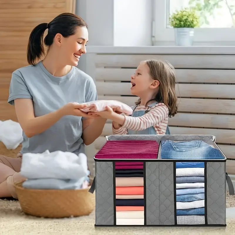 Кубична кутия за съхранение от нетъкан текстил с прозорец и дръжка, сгъваема, многофункционална за спалня