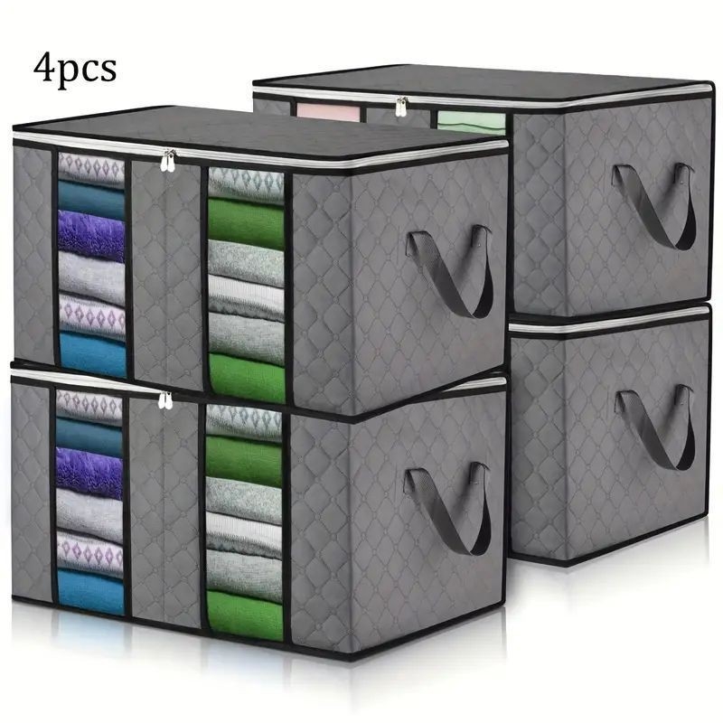 Кубична кутия за съхранение от нетъкан текстил с прозорец и дръжка, сгъваема, многофункционална за спалня