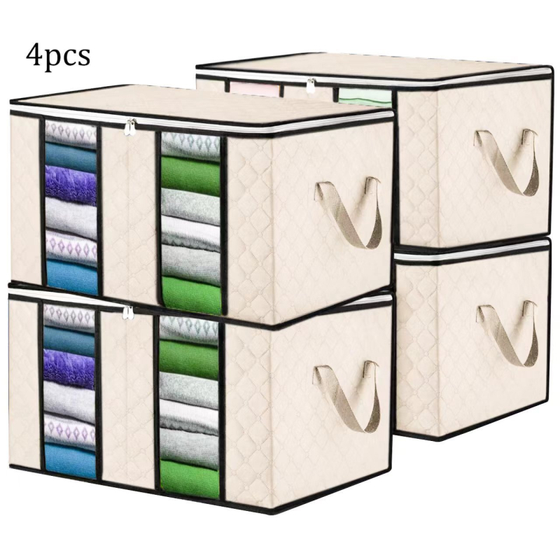 Кубична кутия за съхранение от нетъкан текстил с прозорец и дръжка, сгъваема, многофункционална за спалня