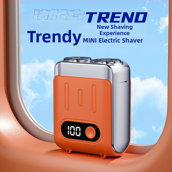 Ηλεκτρική ξυριστική μηχανή με LED οθόνη, πλωτή κεφαλή, περιστρεφόμενη κεφαλή δύο λεπίδων, ενσωματωμένη επαναφορτιζόμενη μπαταρία 300–500 mAh, έως 60 λεπτά λειτουργίας, λεπίδες που αφαιρούνται και πλένονται