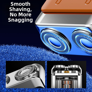 Ηλεκτρική ξυριστική μηχανή με LED οθόνη, πλωτή κεφαλή, περιστρεφόμενη κεφαλή δύο λεπίδων, ενσωματωμένη επαναφορτιζόμενη μπαταρία 300–500 mAh, έως 60 λεπτά λειτουργίας, λεπίδες που αφαιρούνται και πλένονται