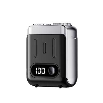 Ηλεκτρική ξυριστική μηχανή με LED οθόνη, πλωτή κεφαλή, περιστρεφόμενη κεφαλή δύο λεπίδων, ενσωματωμένη επαναφορτιζόμενη μπαταρία 300–500 mAh, έως 60 λεπτά λειτουργίας, λεπίδες που αφαιρούνται και πλένονται