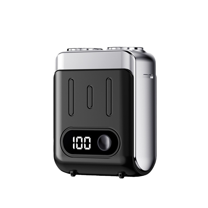 Ηλεκτρική ξυριστική μηχανή με LED οθόνη, πλωτή κεφαλή, περιστρεφόμενη κεφαλή δύο λεπίδων, ενσωματωμένη επαναφορτιζόμενη μπαταρία 300–500 mAh, έως 60 λεπτά λειτουργίας, λεπίδες που αφαιρούνται και πλένονται