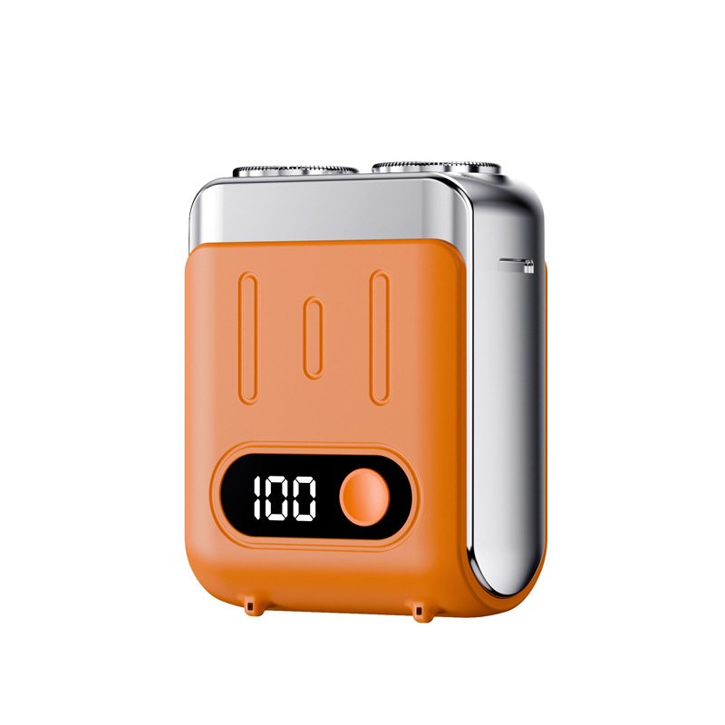 Ηλεκτρική ξυριστική μηχανή με LED οθόνη, πλωτή κεφαλή, περιστρεφόμενη κεφαλή δύο λεπίδων, ενσωματωμένη επαναφορτιζόμενη μπαταρία 300–500 mAh, έως 60 λεπτά λειτουργίας, λεπίδες που αφαιρούνται και πλένονται