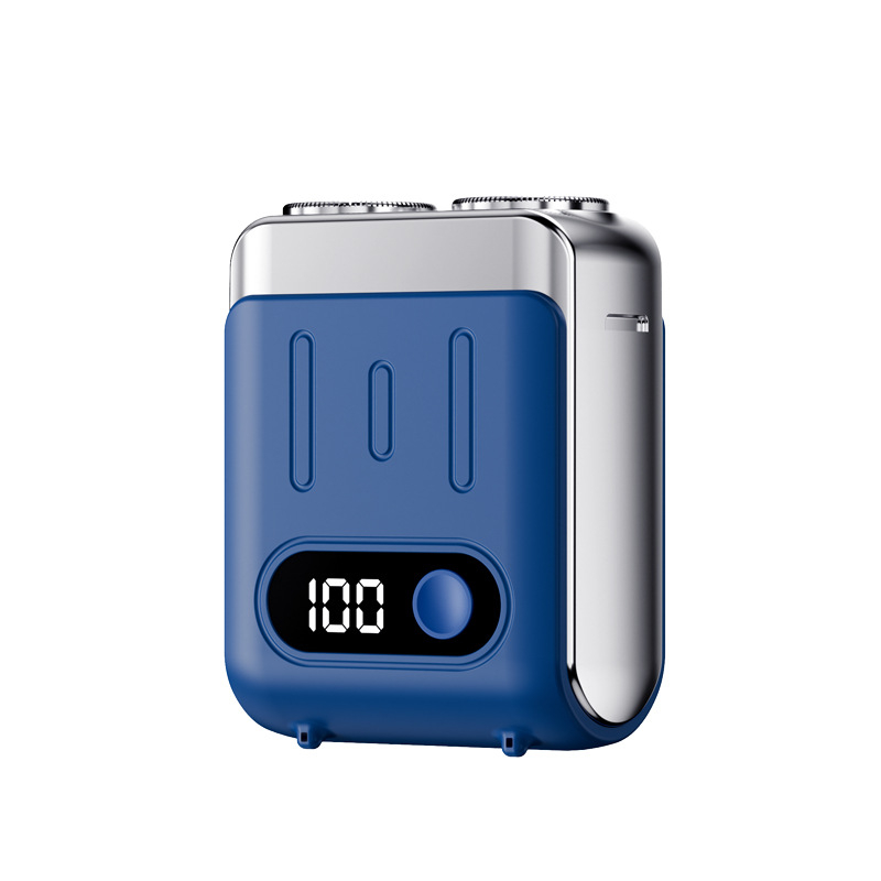 Ηλεκτρική ξυριστική μηχανή με LED οθόνη, πλωτή κεφαλή, περιστρεφόμενη κεφαλή δύο λεπίδων, ενσωματωμένη επαναφορτιζόμενη μπαταρία 300–500 mAh, έως 60 λεπτά λειτουργίας, λεπίδες που αφαιρούνται και πλένονται