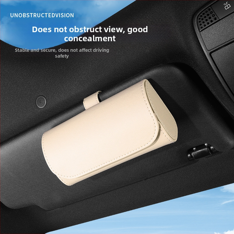 PU odos automobilio akinėlių laikiklis su saulės skydelio tvirtinimu – akinėlių, bilietų ir kortelių saugykla, dviguba naudojimas auto ir namuose, pritaikomas