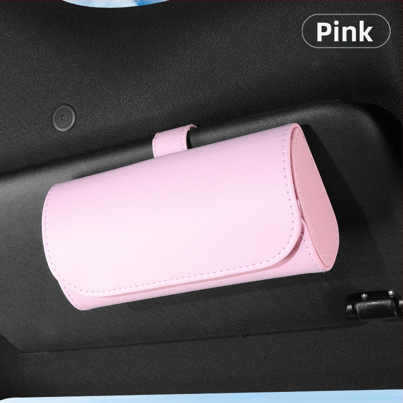 Θήκη γυαλιών αυτοκινήτου από PU δέρμα με σύνδεση στον ήλιο του αυτοκινήτου – αποθήκευση γυαλιών, εισιτηρίων και καρτών, διπλής χρήσης αυτοκίνητο και σπίτι, παραμετροποιείται