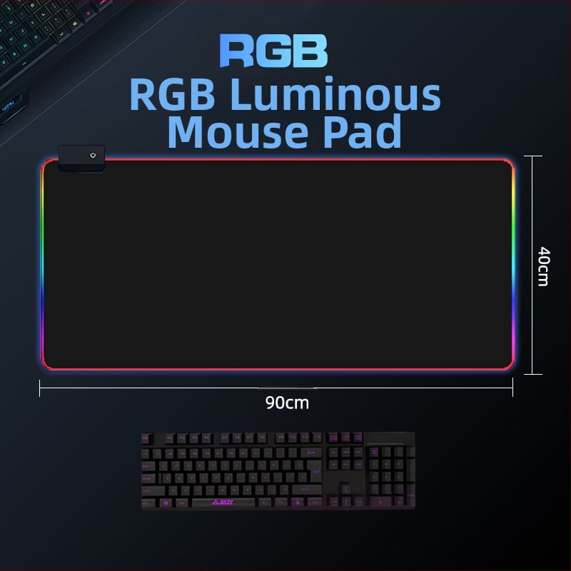 Pad ποντικιού για esports LED φωτιζόμενο, υπερμεγέθης, φυσικός καουτσούκ + ύφασμα, μονοπλευρός, μεταφορά θερμότητας, πάτος ποντικιού με αριθμομηχανή, προσαρμόσιμη