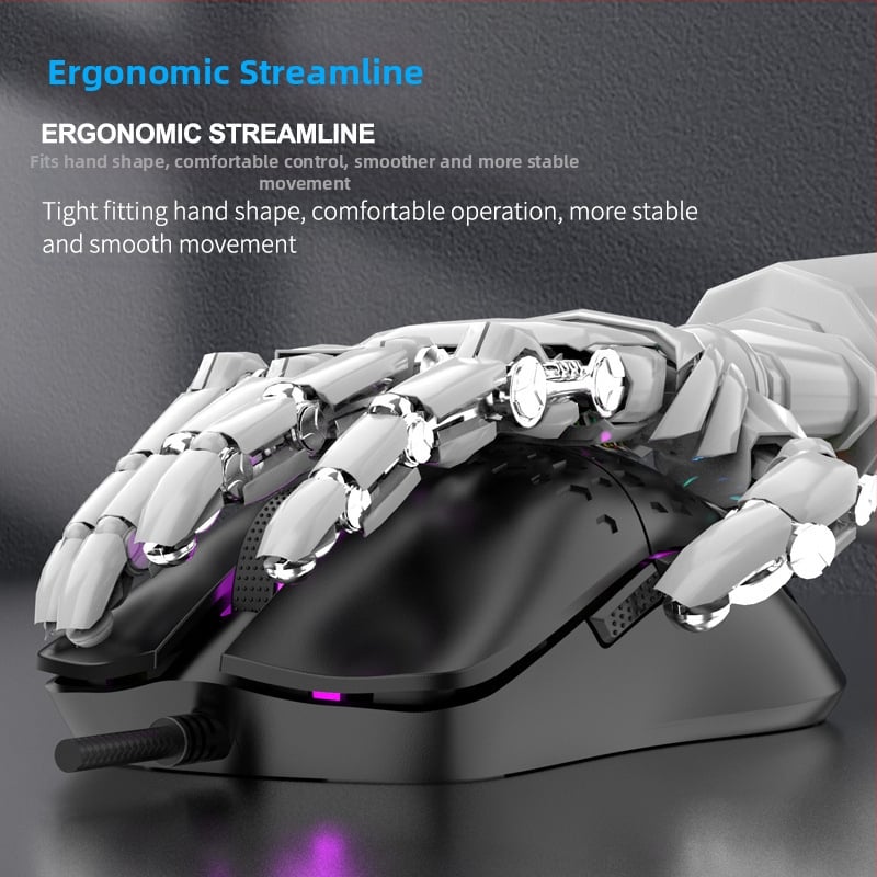 RAIKU G701 жична USB гейминг мишка, 6 бутона, плетен кабел 1,5 м