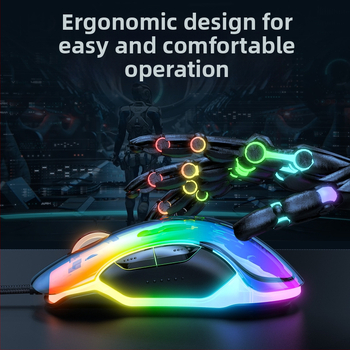 ONIKUMA проводна гейминг мишка, 12800 DPI, 7 клавиши, USB, шестстепенно регулиране на резолюцията, кабел 1,6 m, ергономичен дизайн