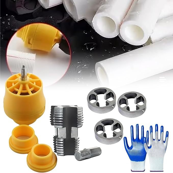 Комплект за навиване на PVC тръби с електрическа бормашина — различни размери матрици