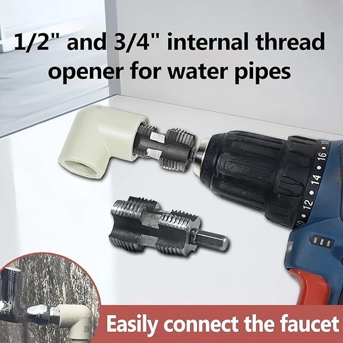 Комплект за навиване на PVC тръби с електрическа бормашина — различни размери матрици