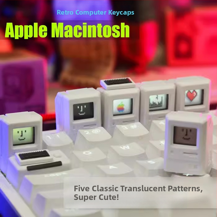 Прозрачни капачета за механична клавиатура в стил Макинтош, ретро дизайн, за клавиатури от 80-те години