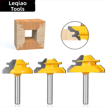 Σετ φρεζών για ξύλο Mortise and Tenon, 45°, τρία τεμάχια, με 1/4 in, 8 mm και 1/2 in άξονες