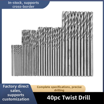 Комплект винтови свредла за пробиване, с прав държач, от високоскоростна стомана, миниатюрни, 40 броя