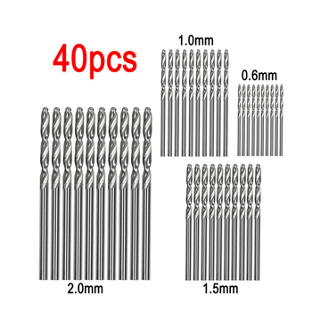 Комплект винтови свредла за пробиване, с прав държач, от високоскоростна стомана, миниатюрни, 40 броя