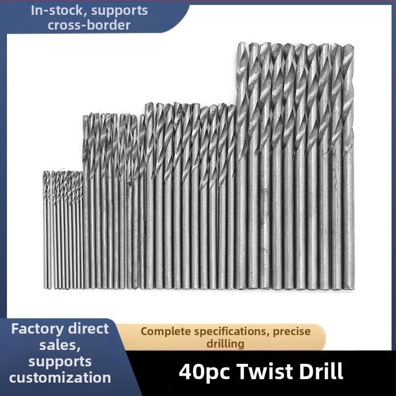 Комплект винтови свредла за пробиване, с прав държач, от високоскоростна стомана, миниатюрни, 40 броя